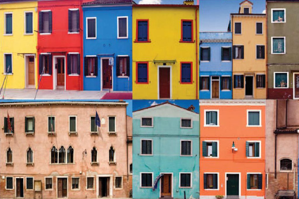 Case colorate, architettura veneziana.